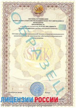 Образец сертификата соответствия (приложение) Сургут Сертификат ISO 13485